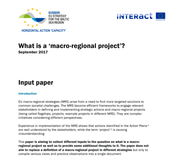 INTERACT & EUSBSR | What is a Macro-regional project?