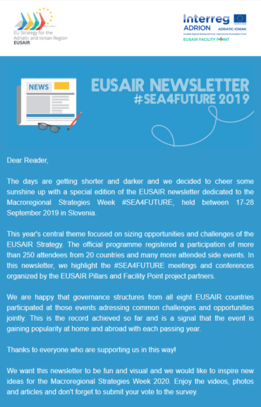 EUSAIR Newsletter #SEA4FUTURE 2019