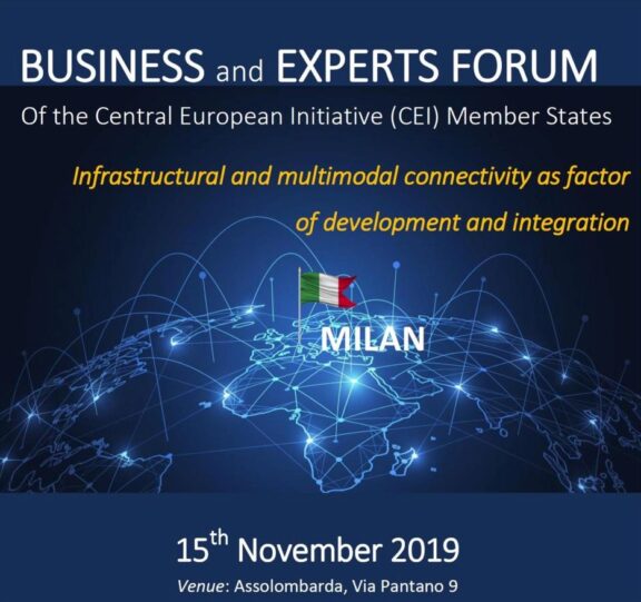 Pillar 2 coordinator presenting EUSAIR Transport Masterplan at Business Forum in Milan