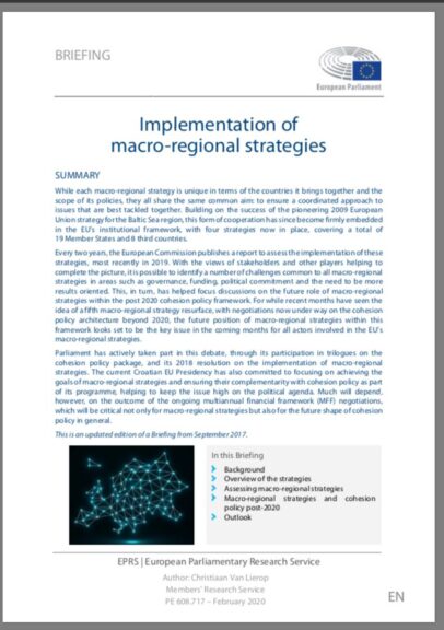Briefing on implementation of Macro-Regional Strategies