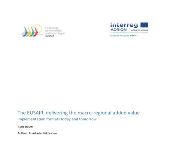 Issue paper “The EUSAIR: delivering the macro-regional added value, Implementation formats today and tomorrow”