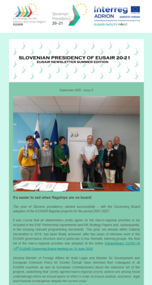 The 1. Newsletter of the Slovenian Presidency of EUSAIR 20–21!