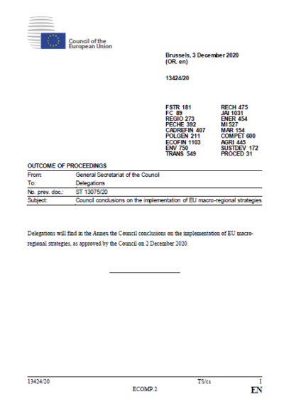 Council conclusions on the implementation of EU macro-regional strategies