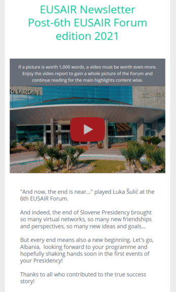 EUSAIR Newsletter Post-6th EUSAIR Forum edition 2021