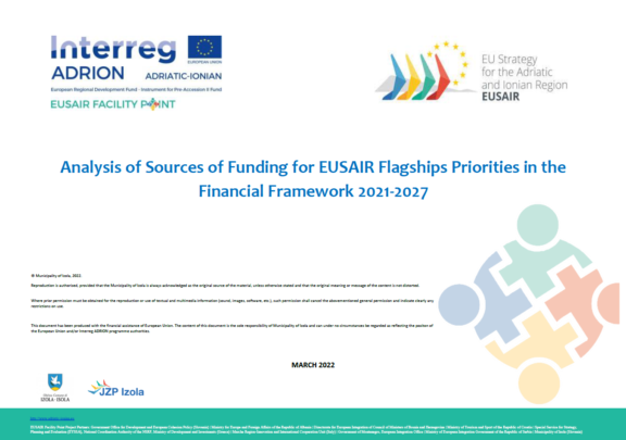 Analysis of Sources of Funding for EUSAIR Flagships Priorities in the Financial Framework 2021-2027