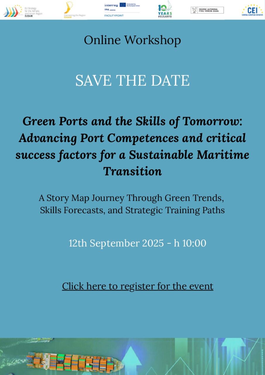 Save the Date for the upcoming conference “Green Ports and the Skills of Tomorrow: Advancing Port Competences and Critical Success Factors for a Sustainable Maritime Transition